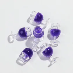 Elegant 3D Red Wine Glass Resin Charms - Set of 6 for Jewelry and Accessories Creation (Purple)