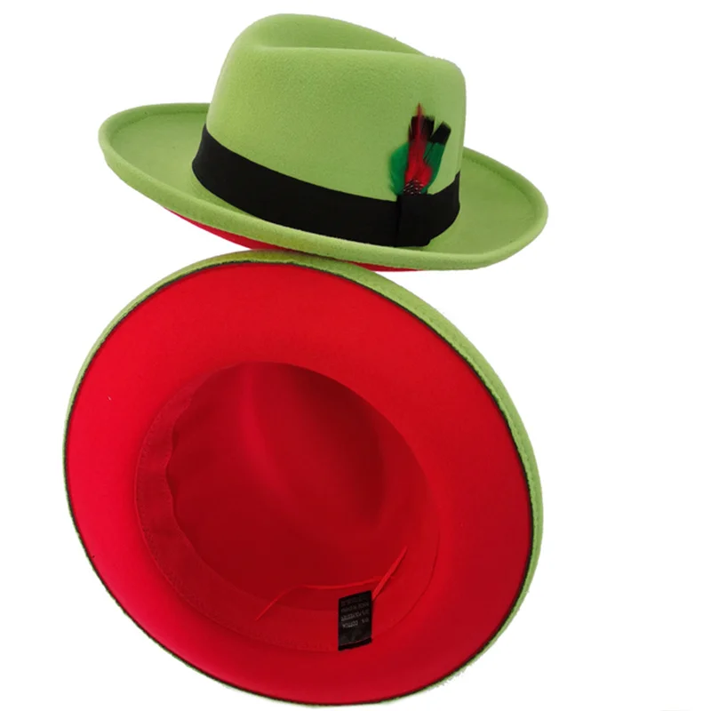 Herren Fedora Panama neue Filzhut Bogen Feder Dekoration Jazz Hut Party Bühne Performance Hut Sombrero Hombre – Detail 15