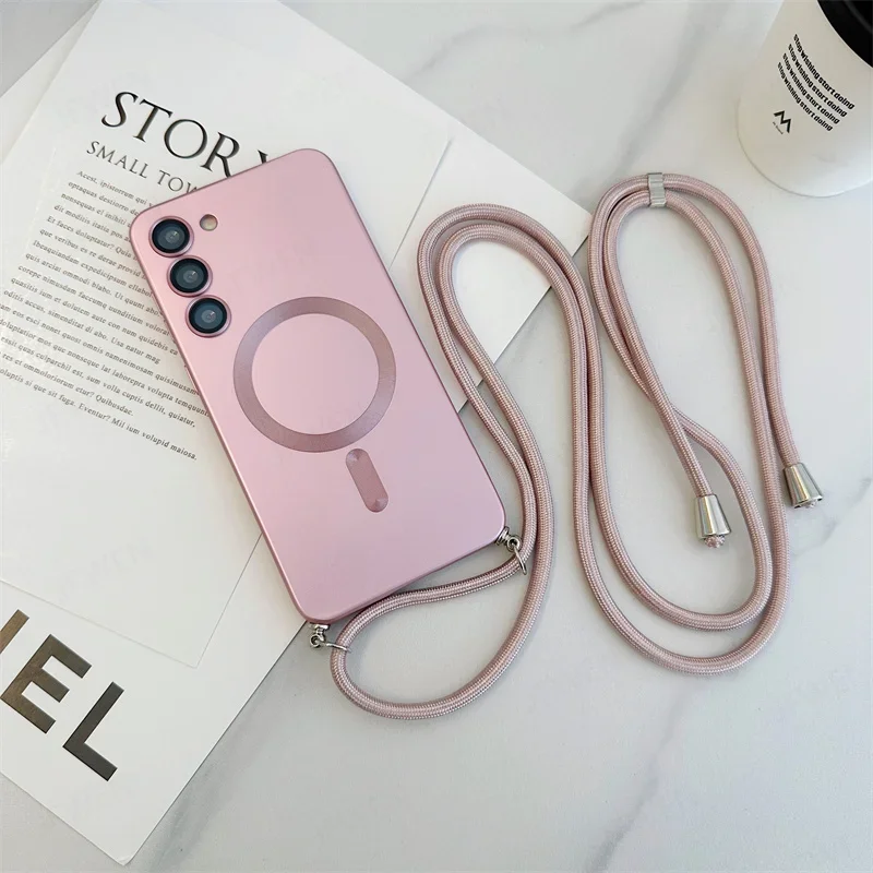 thumbnail image 1 of Crossbody Lanyard Magnetic Case For Samsung Galaxy S24 S23 S22 Plus Ultra S21 FE For Magsafe Camera Protection Soft TPU Cover, 1 of 5