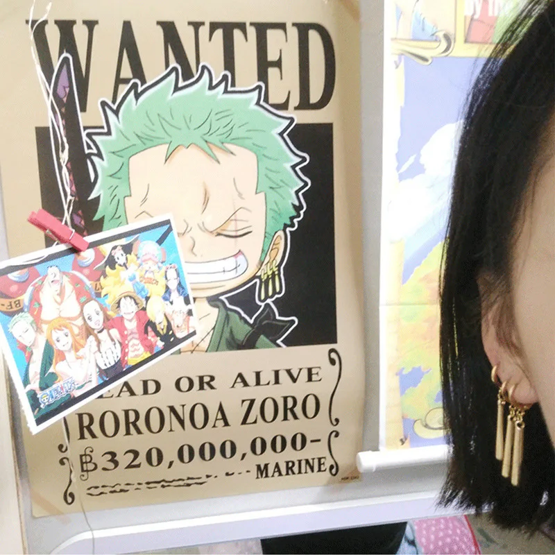 Dangle Earrings Drop Earrings Pendant Earrings Long Earrings Kiss Jewelry Unisex 3Pcs/set Zoro Cosplay Earrings Prop for Women Men Long Column Pendant Drop Earrings Ear Clip Friends Gift