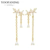 85672-d8498b.jpg YUXINTOME 1 PC 925 en argent Sterling aiguille d'oreille coloré Zircon chaîne gland boucles d'oreilles pour les femmes deux trous boucle d'oreille bijoux A45