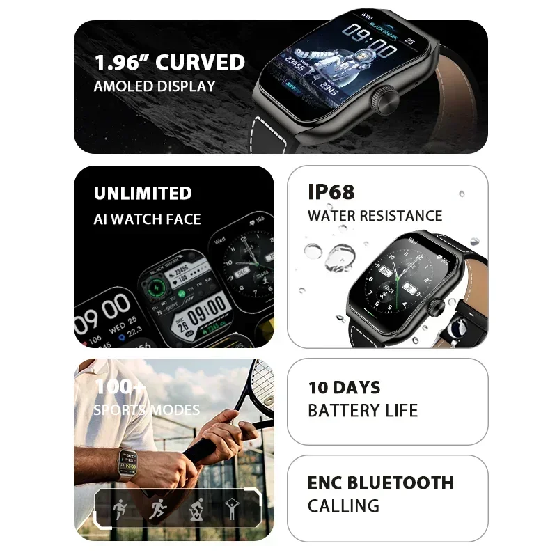 Smart Watch BLACKSHARK GT3 Smart Watch 1.96'' Curved Amoled Display Support Bluetooth Call 100+ Sport Modes