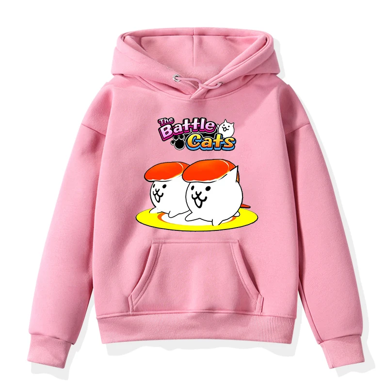 Sudadera con capucha con estampado de gatos de Game The Battle, bonita sudadera de dibujos animados para niñas, ropa para niños, sudadera de anime para niños, ropa de abrigo para niños