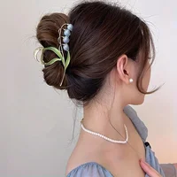 1PCS Bell Orchid Flowers Super Fairy Temperament Hair Accessories, Large Premium Feeling Scratch Clip, Autumn Hundred Shark Clip 3