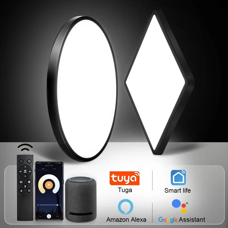 

Умные светодиодные потолочные светильники с Wi-Fi, ультратонкая панельная лампа с дистанционным управлением через приложение Alexa/Google для спальни, гостиной, кухни