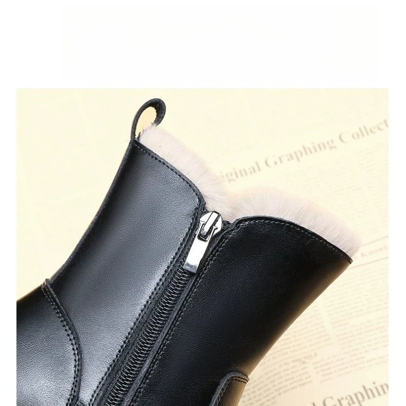 Girls Faux Fur Ankle Boots Winter School Shoes