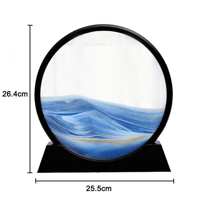 3D Quicksand Decor Picture Round Glass Moving Sand Art In Motion Display Flowing Sand Frame For Home Decor Hourglass Painting 