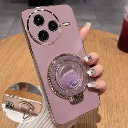 Ultra Fashionable Galvanized Quicksand Bracket Phone Case for Poco F7 Ultra (PURPLE)