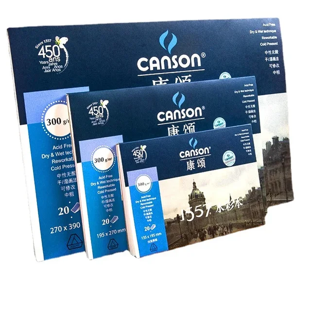 canson 1557 Carta per acquerello 300 g/m2 Carta per pittura ad acquerello 20 fogli Libro per acquerelli dipinto a mano Forniture d'arte creativa 6