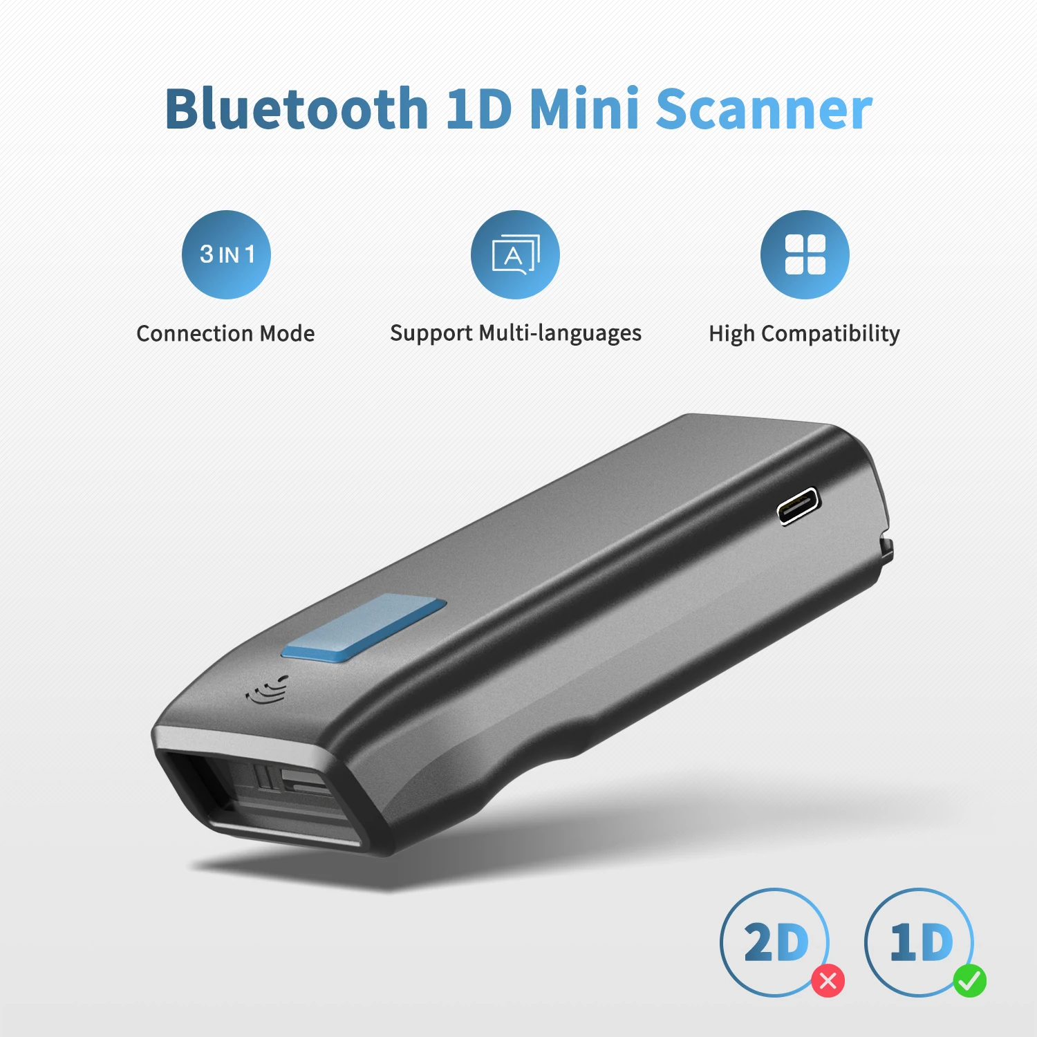 NETUM ZSS-2 Wireless QR Barcode Scanner Bluetooth Wire 2D PDF417 Automatic Sensing for Pos Scanning