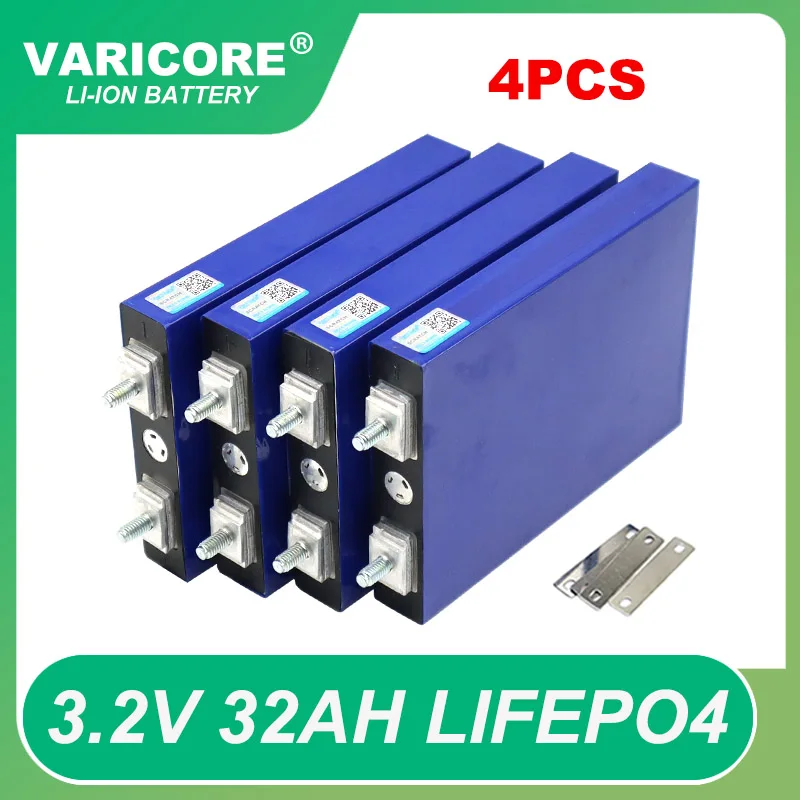 4pcs 3.2V 32Ah LiFePO4 battery pack phosphate 3C discharge 32000mAh 12