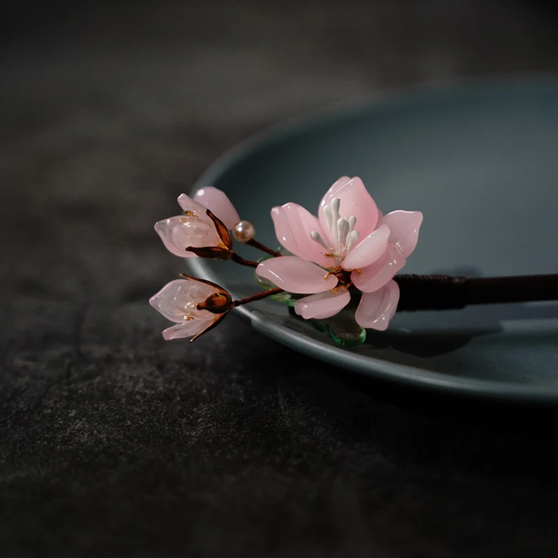 Floral Hair Pins Handmade Wooden Twist Bun Pin Chopsticks Flower Hair Clips Chinese Stick Hanfu Headdress Accessories jewelry accessories hair accessory hair clip hair headdress hair stick pearl hairpins