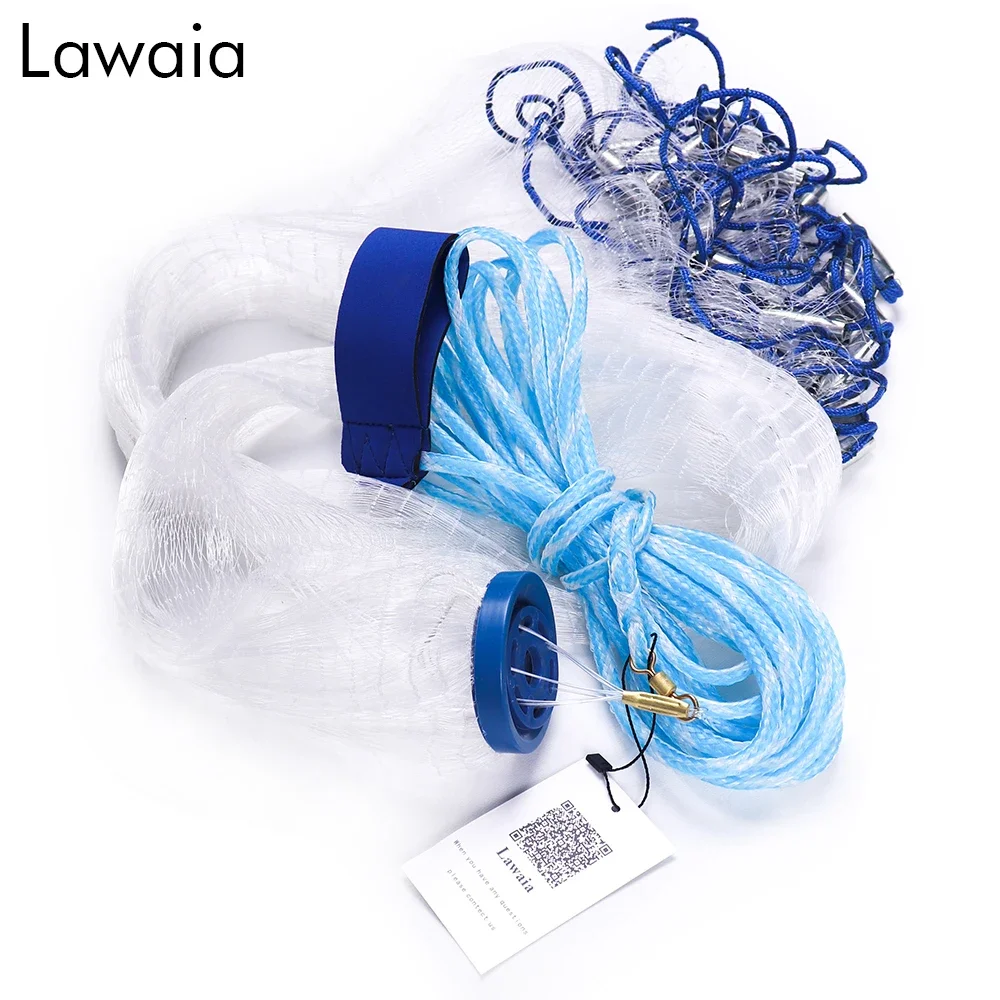 Lawaia Cast Net Monofilament Nylon American Style Fishing Net Hand Throw With Sinker Fishing Tool