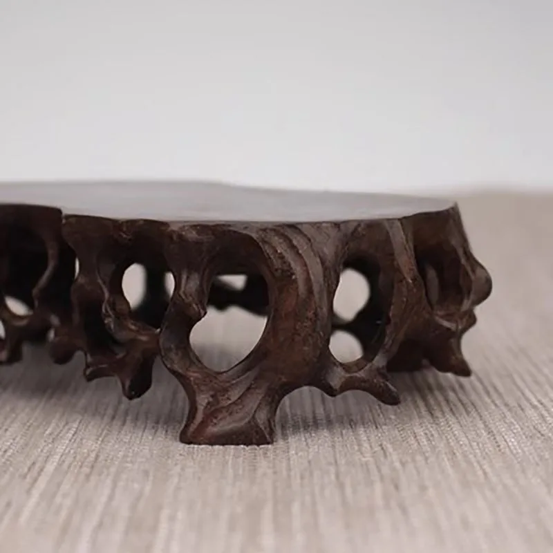 Solid wood root carving, hollowed out root art base, wooden pallet, strange stone, purple sand tea pot, miniature bonsai base