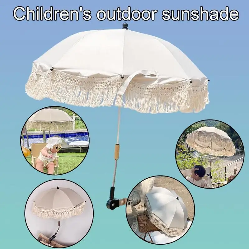 Baby Stroller Sun Protection Parasol Bohemian Vintage Pushchair Sun Folding Outdoor Parasol Umbrella Umbrella Beach Fringe Baby Strollers