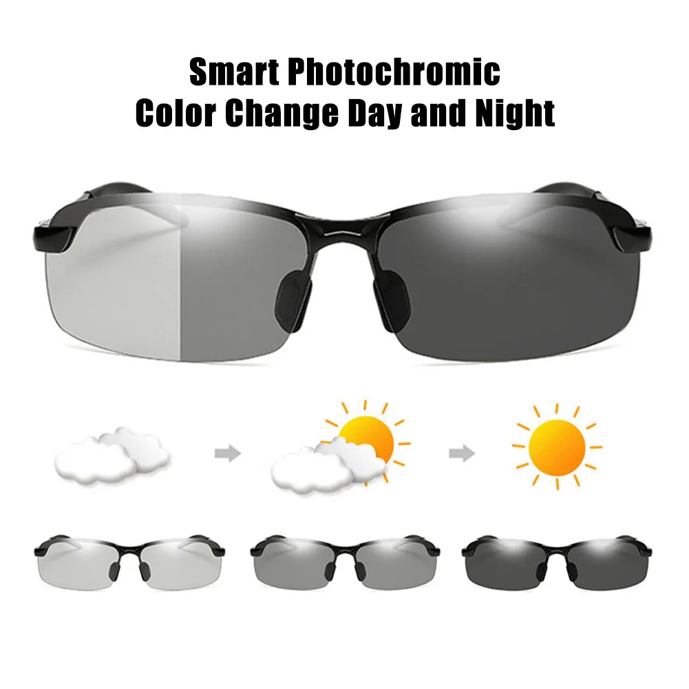 Polarized Photochromic Night Vision Driving Anti glare Sunglasses Universal Chameleon Change Color Day Night