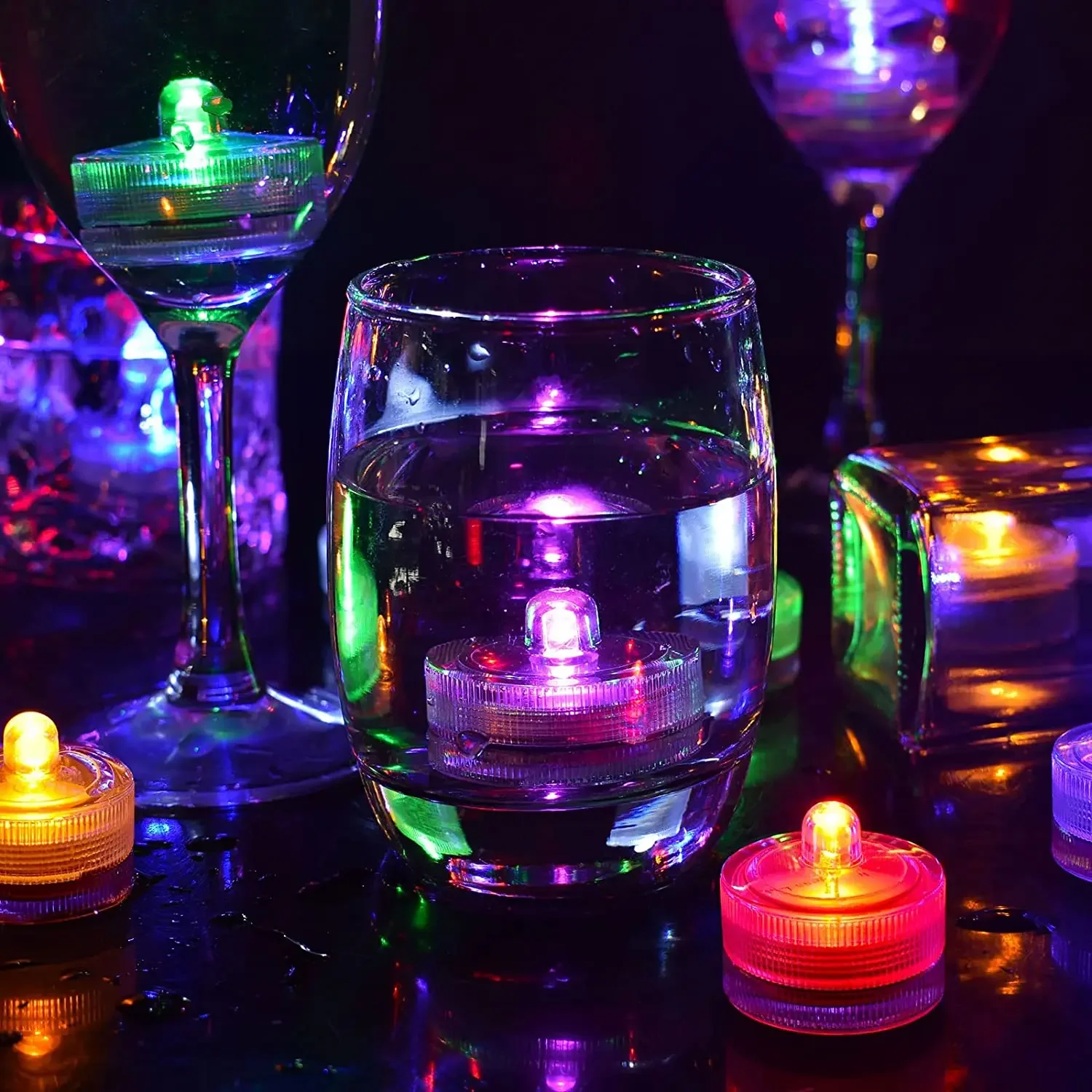 Small Colorful Waterproof Tealight candle Emitting Color:White Light;Body Color:24 pcs 4