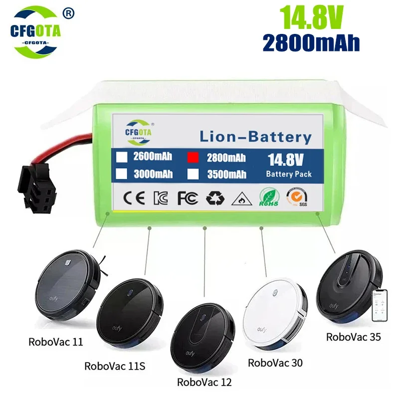

14.4V 2800mAh Replacement Battery for Conga Excellent 990 1090 1790 1990 Deebot N79S N79 DN622 Robovac 11 Tesvor X500