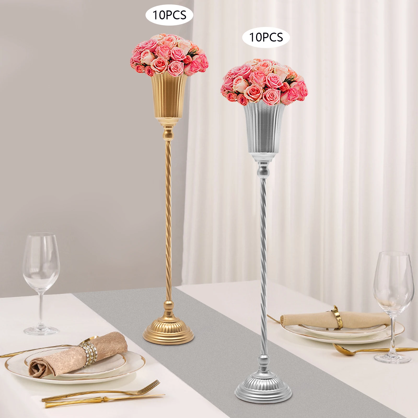 

10 Pcs Height Versatile Metal Wedding Centerpieces Vase for Wedding Party Dinner Centerpiece Event Birthday Home Decoration