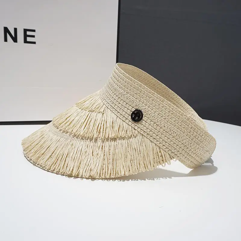 RH Spring Summer New Fashion Visor Straw Hat Female Tassels Design