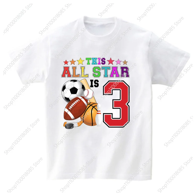 Family Matching Basketball Football Rugby Birthday Number T Shirts Boy Sport Balls Party T-Shirt Kids Top Child Short Sleeve Tee