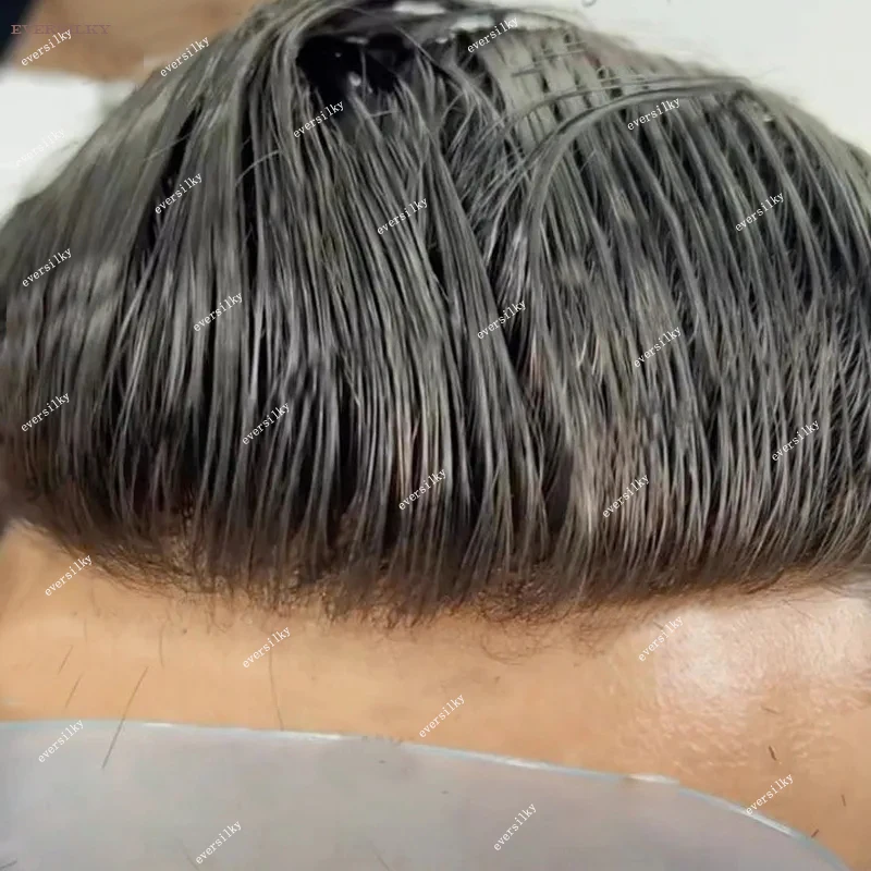 Human Hair Toupee Natural Hairline Super Durable Mens Toupee Brown Blonde Grey Black Human Hair Microskin Wigs Full Skin PU Capillary Prosthesis