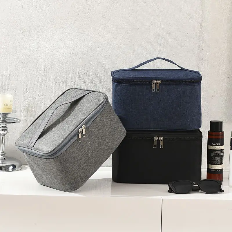 Toiletry Bag Square Business Travel Double-layer Large Capacity Makeup Oxford Cloth Storage Portable Handbag