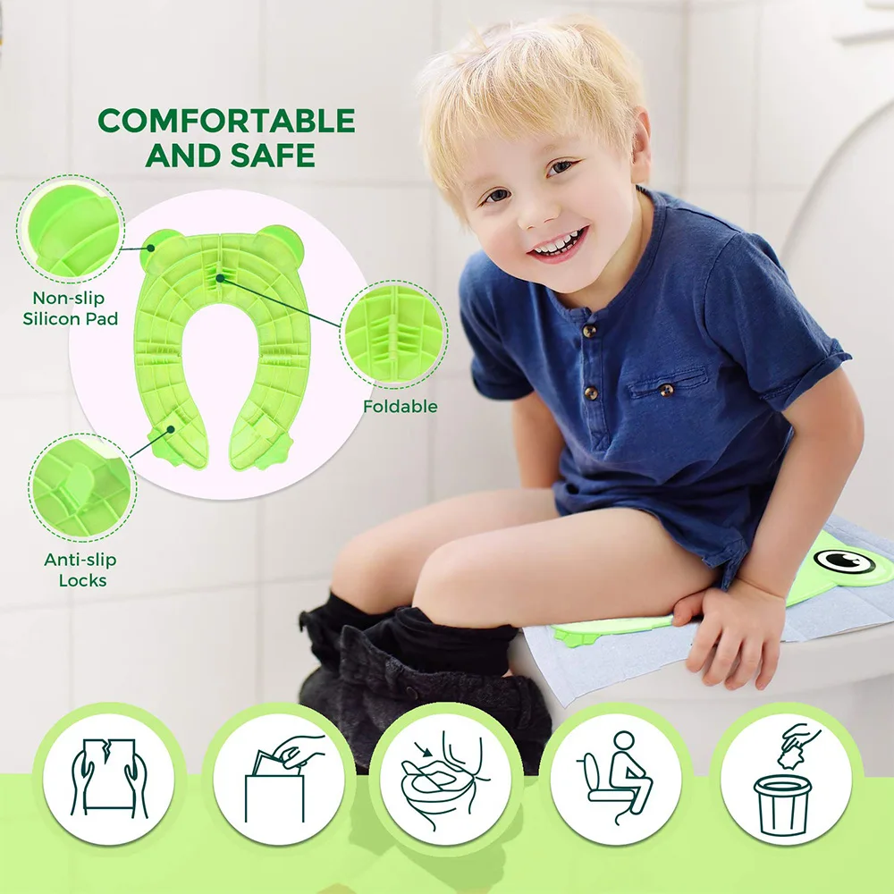 Toddler Foldable Potty Seat Baby Travel Portable Non-Slip Potty Training  Toilet Seat Cover Reusable Kids Potty Ring