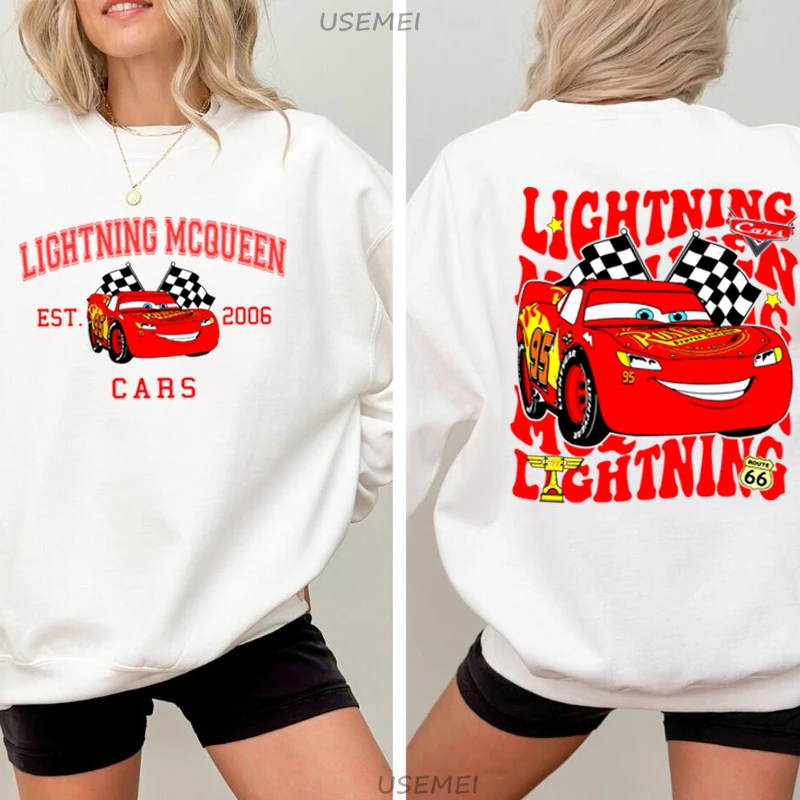 Lightning McQueen Car Graphic Sweatshirts Harajuku Funny Men Women Cars Hoodies Long Sleeve Pullover Crewneck Sweatshirts 4