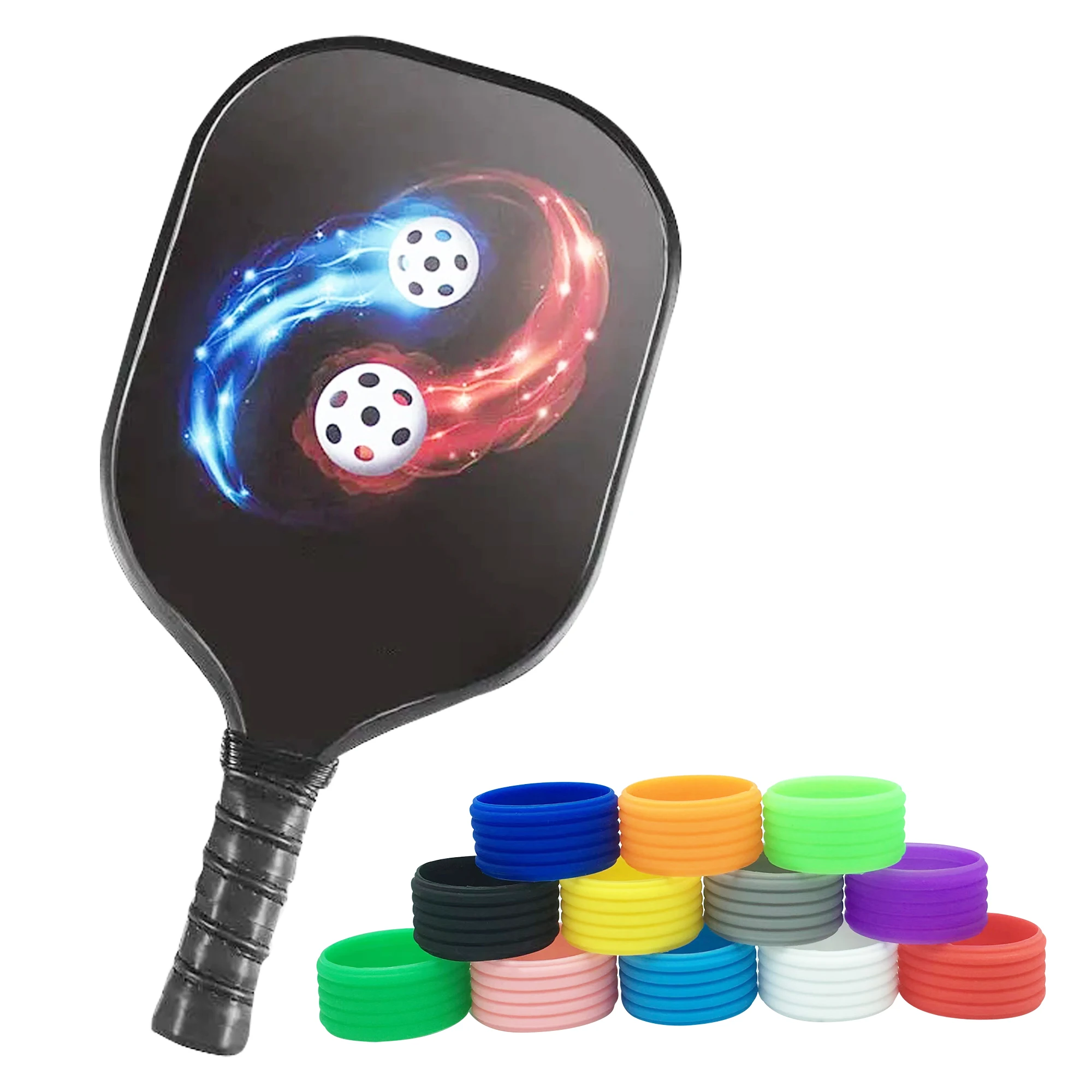15PCS Tennis racket handle, silicone ring, multi-color fixed tennis grip, rubber ring