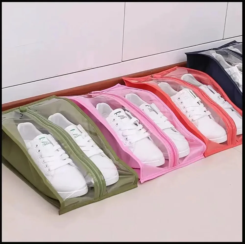 Shoes Storage Bags Travel Portable Sturdy Zipper Pouch Case Waterproof Pocket Shoes Organizer Clothing Tranparent Hanging 3PCS shoe organizer