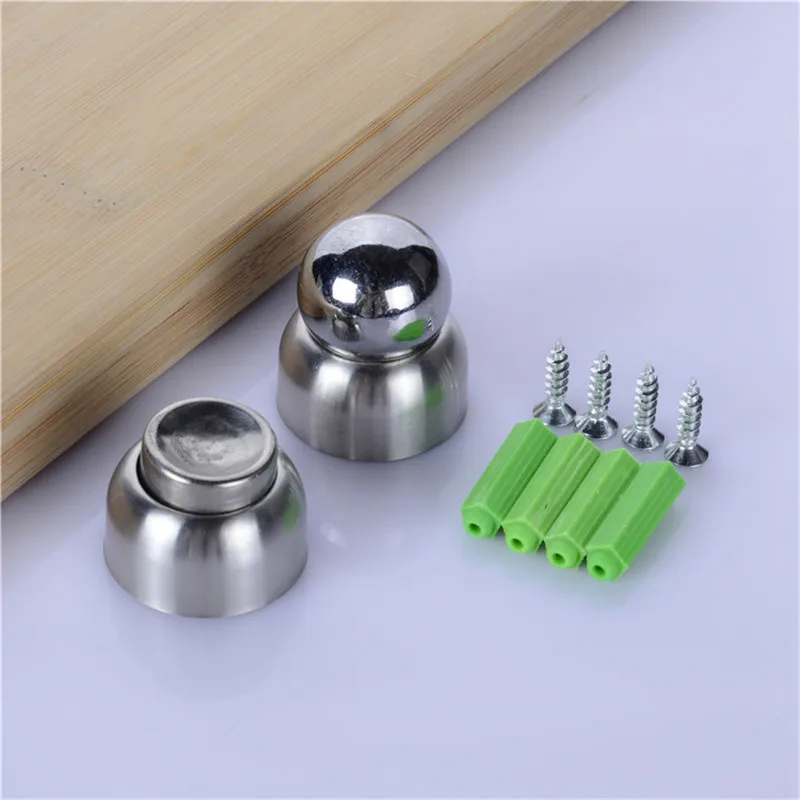 Door Stops 5.6cm Stainless Steel Ultra-short Magnetic Bathroom Bedroom Mini Stop with Screw Hardware