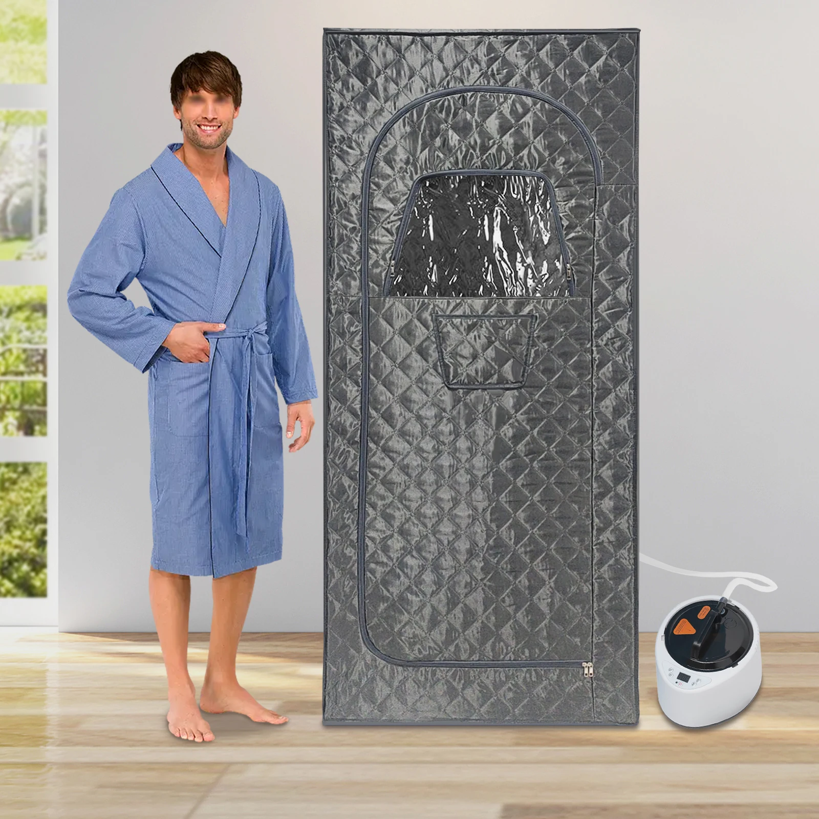Lightweight Portable Personal Steam Sauna Spa set tent 180*80*80cm+2.6L steam engine+65cm folding chair 4