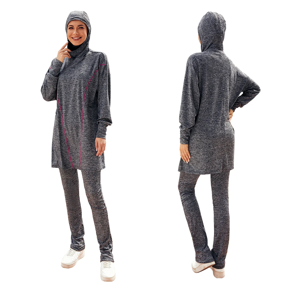 Modest Muslim Southeast Asia Split Home Yoga Two-piece Hooded Top Covers Full Envelopment Conservative Patchwork Sportswear