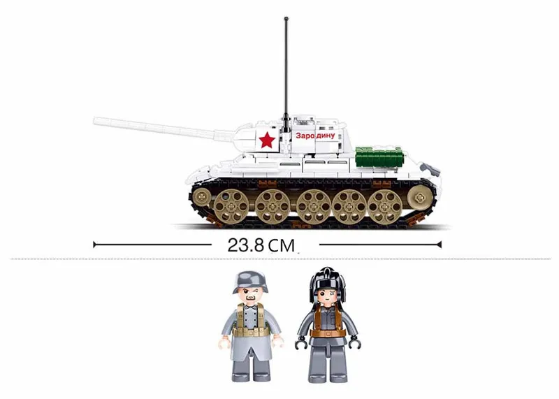 518PCS Soviet Union WW2 Military T34-85 Medium Tank Model Bricks Soldier Figures Building Blocks Sets Educational Toys For Boys - Image 3