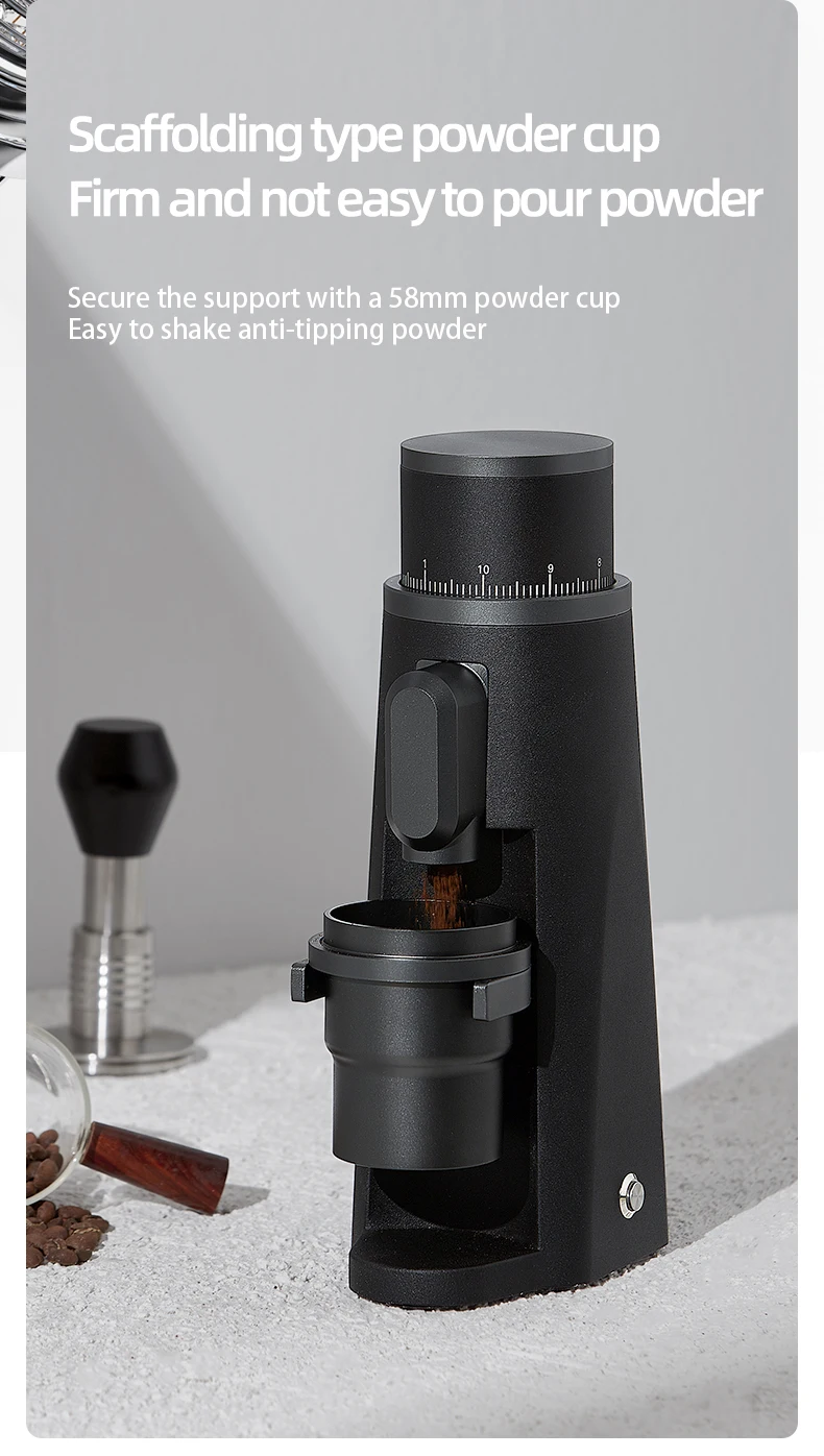 S851176ccc48b4f9193054c773499a2a9m Electric Coffee Grinder 48MM Burr Grinders Black White Espresso Stepless Fineness Adjustment Mallzona