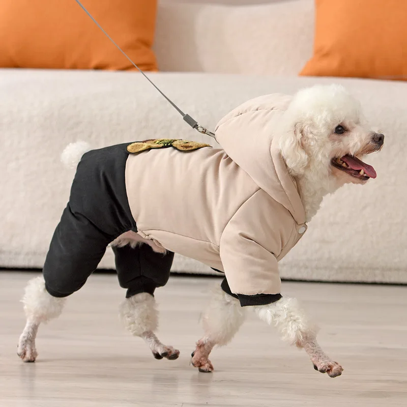 

Pet Cotton Jacket, Dog Winter Warmth, Four Legged Coat, Thickened Hood, Small and Medium-sized Dog Cotton Jacket, Pet Supplies