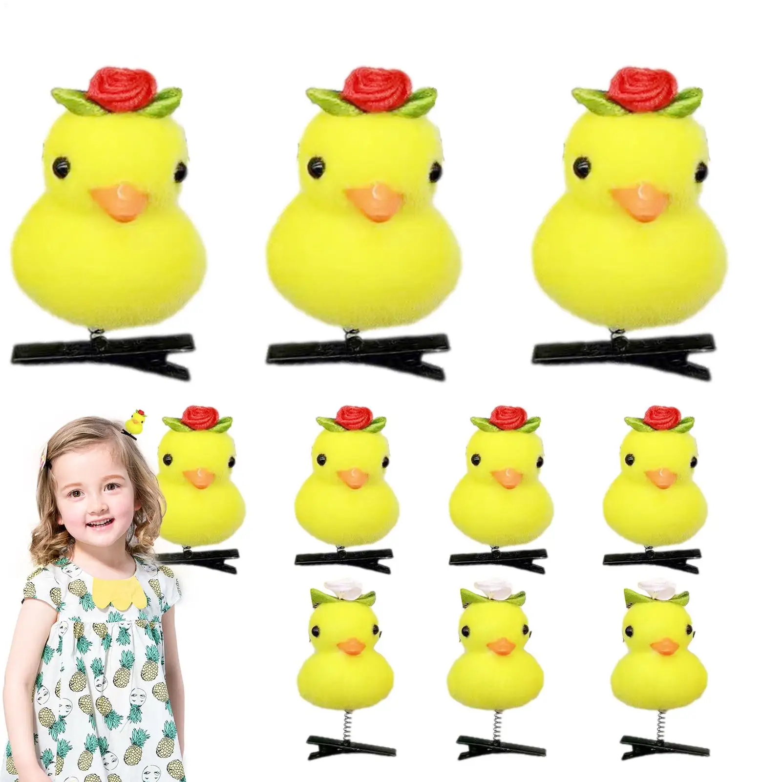 10pc hot Sale Cartoon Funny Children 3D Little Yellow Duck Plush Hairpin Fashion Animal Clip Accessories Headwear Wholesale Gift