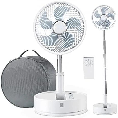 

Foldable Travel Fan, 10" Recharger 7200mAh Battery Operated Portable Osciallating Pedestal Fan with Remote Control, Quiet 5- Fan