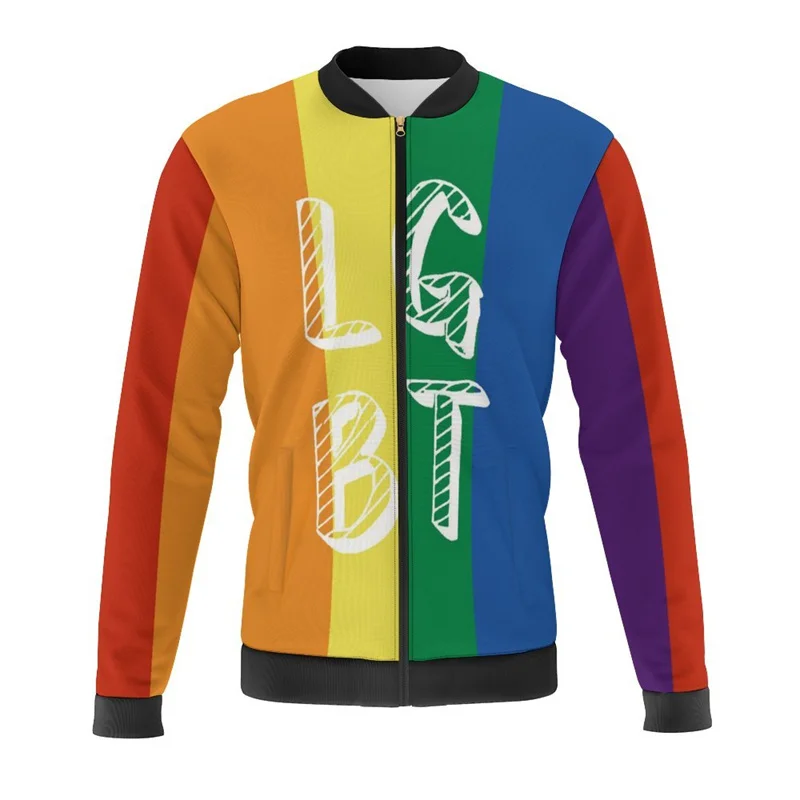 LGBT Gay Rainbow 3d Printed giacche Bomber Jacket Harajuku autunno e inverno Street Fashion Cool Zipper tute capispalla maschile 3