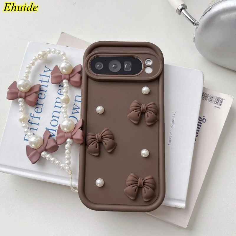 Elegant Bowknot Faux Pearl Chain Phone Case with Short Strap Lanyard