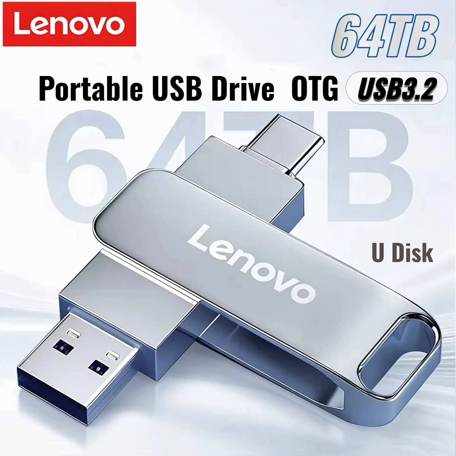 레노버 USB3.2 OTG 펜 드라이브 고속 타입-C 플래시 디스크 실제 용량 64TB 16TB 8TB 4TB 메탈 펜드라이브 휴대폰 컴퓨터용