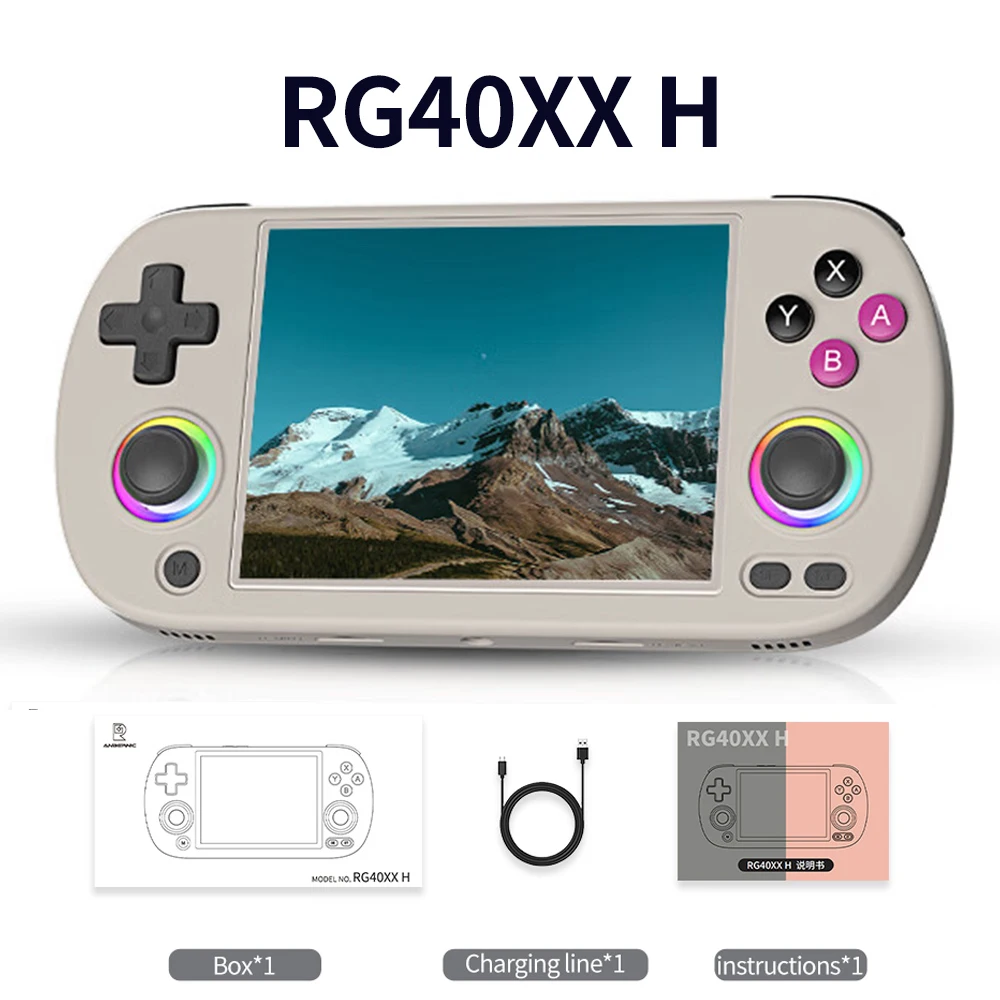 RG40XX H Handheld Game Console, Console de Videogames Retro, 4.0 "IPS Screen Joystick, Suporte 5G WiFi, Bluetooth, Iluminação RGB 10