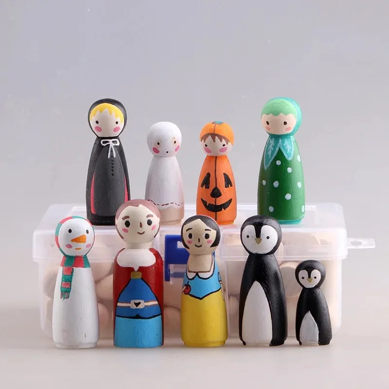 50PCS Natural Wooden Peg Dolls for DIY Painting Crafts 4