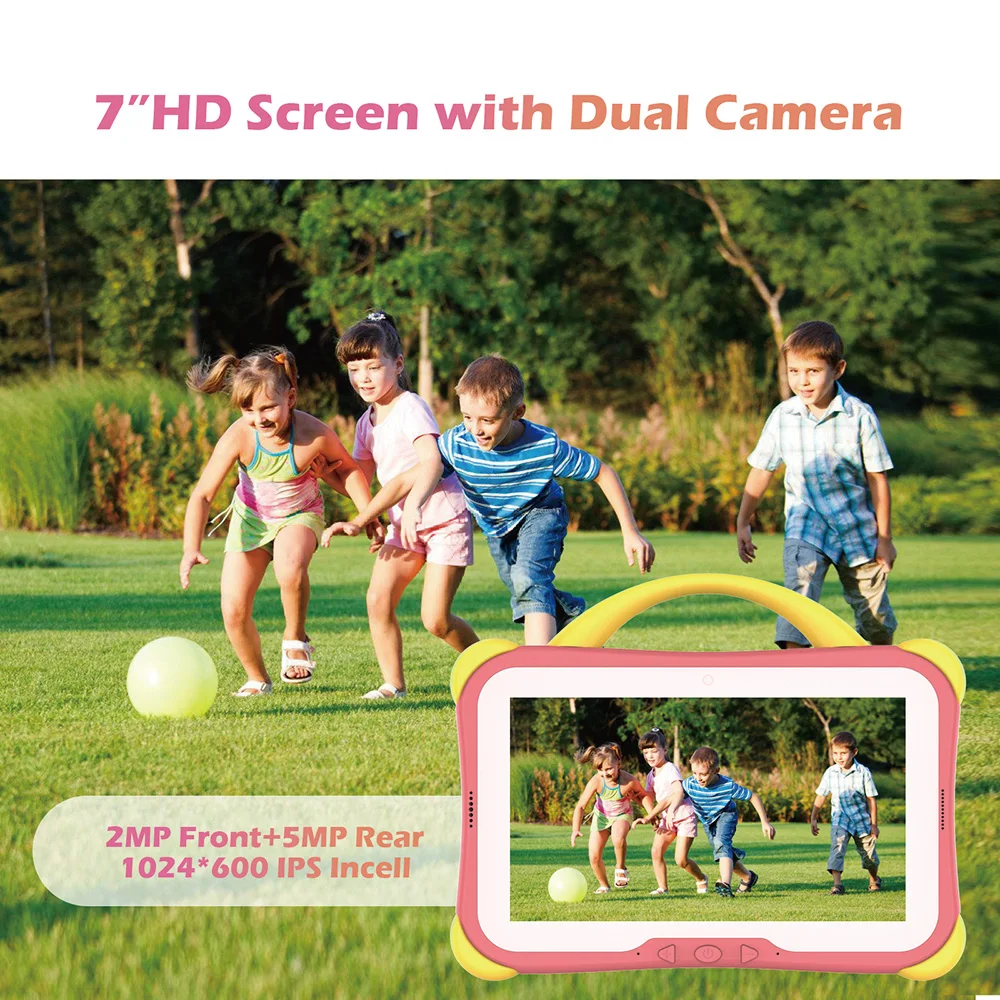 weelikeit Kids Tablet 7 inch Tablet for Kids 8GB RAM 64GB ROM Android 14 Toddler Tablet BT WiFi Dual Camera Education App Gifts 4