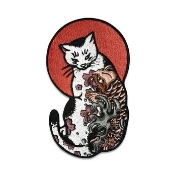 Tatuaggi Gatti Toppe ricamate Cartoon Iron on Patche per vestiti Cultura giapponese Cool Punk Jacket ShApplique Spallacci