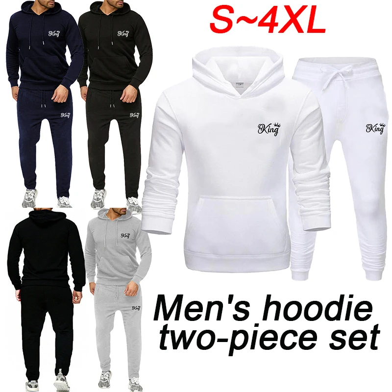 New Fashion Printed Hooded Sportswear Set Men's Hooded Top and Pants Set Casual Jogging Set Street Sweater Set