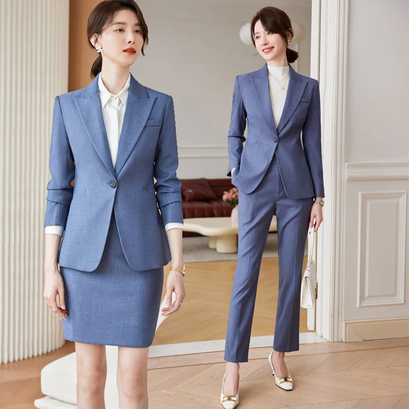 

High-End Blue Suit Women's Spring and Autumn 2023 New Commuter Interview Formal Wear Work Clothes Professional Tailored Suit Coa