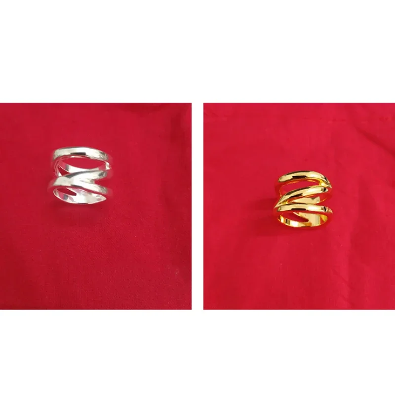 High Quality Spanish Original Fashion Electroplating 925 Silver 14K Gold Multi Layer Twisted Ring Niche Jewelry Gift
