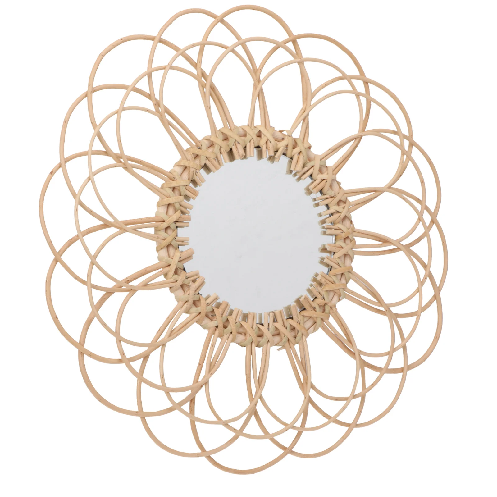 

Decorative Rattan Mirror Room Wall Mirror Adorn Photography Prop